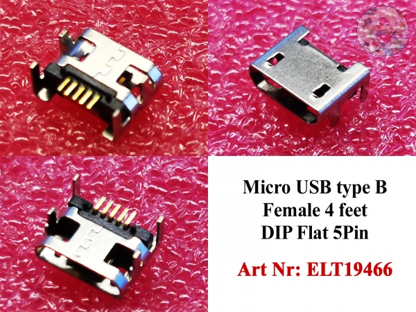 Micro USB type B Female 4 feet DIP Flat 5Pin